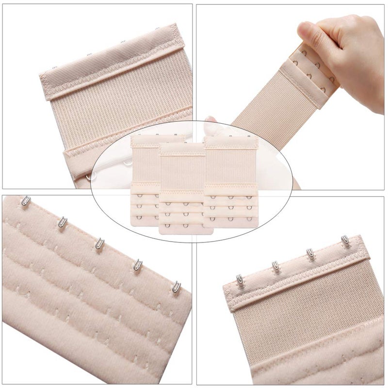 ACKLLR 12 Pieces Flexible Bra Extender Strap 2/3/4/5 Hooks 3 Rows Adjustable Elastic Bra Band Extension for Women, Black/White/Beige - Image 5